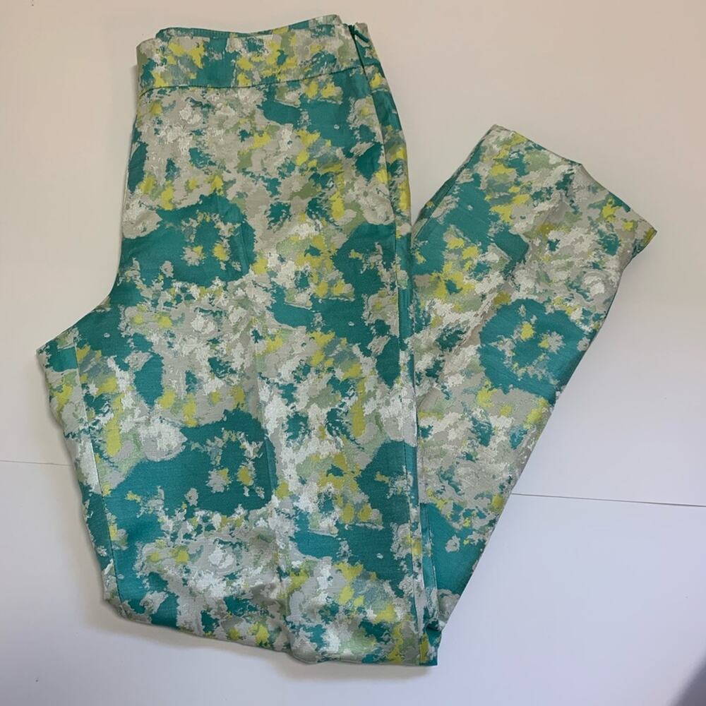 Talbots floral print cropped pants polyester/cotton blend women's size 8